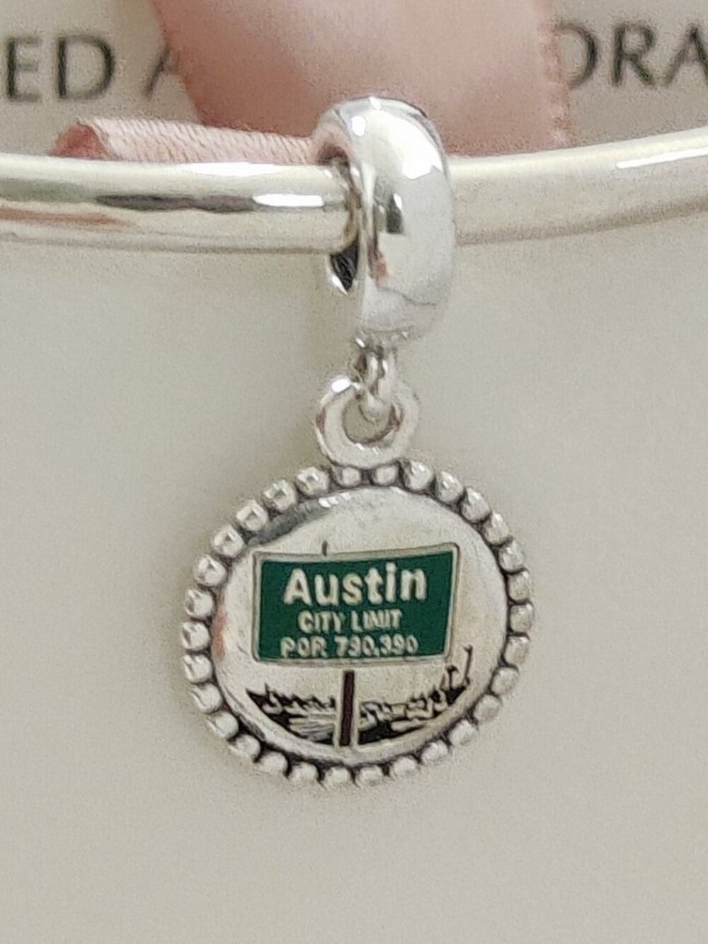 Pandora Austin City Vintage Texas Exclusive Dangle Charm with box